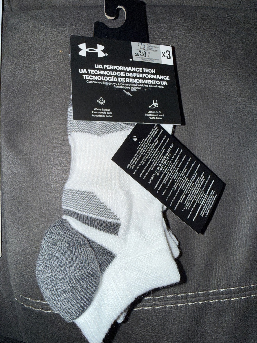 Under Armour White & Gray Athletic Performance Socks - 3 Pack